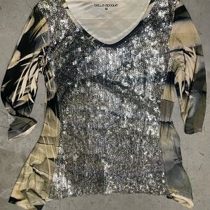 NWT Aristocrat Belle Epoque Silver Sequin Women's Top Size M